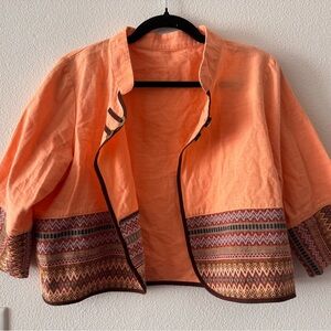 Orange Patterned Cropped Jacket Size L